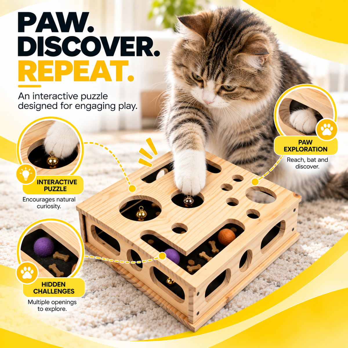 Nexora™ PawPuzzle Cat Scratch & Interactive Puzzle Toy