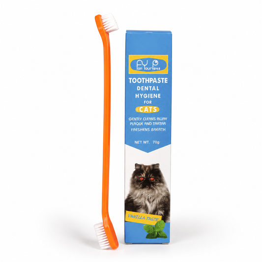 Nexora™ Cat Dental Care Kit — Complete Toothbrush & Vanilla-Flavored Toothpaste Set for Fresh Breath, Healthy Teeth & Daily Oral Hygiene