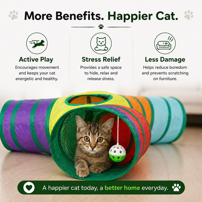 Nexora™ PlayTunnel T-Shape & Straight 3 & 2-Way Cat Activity Cave