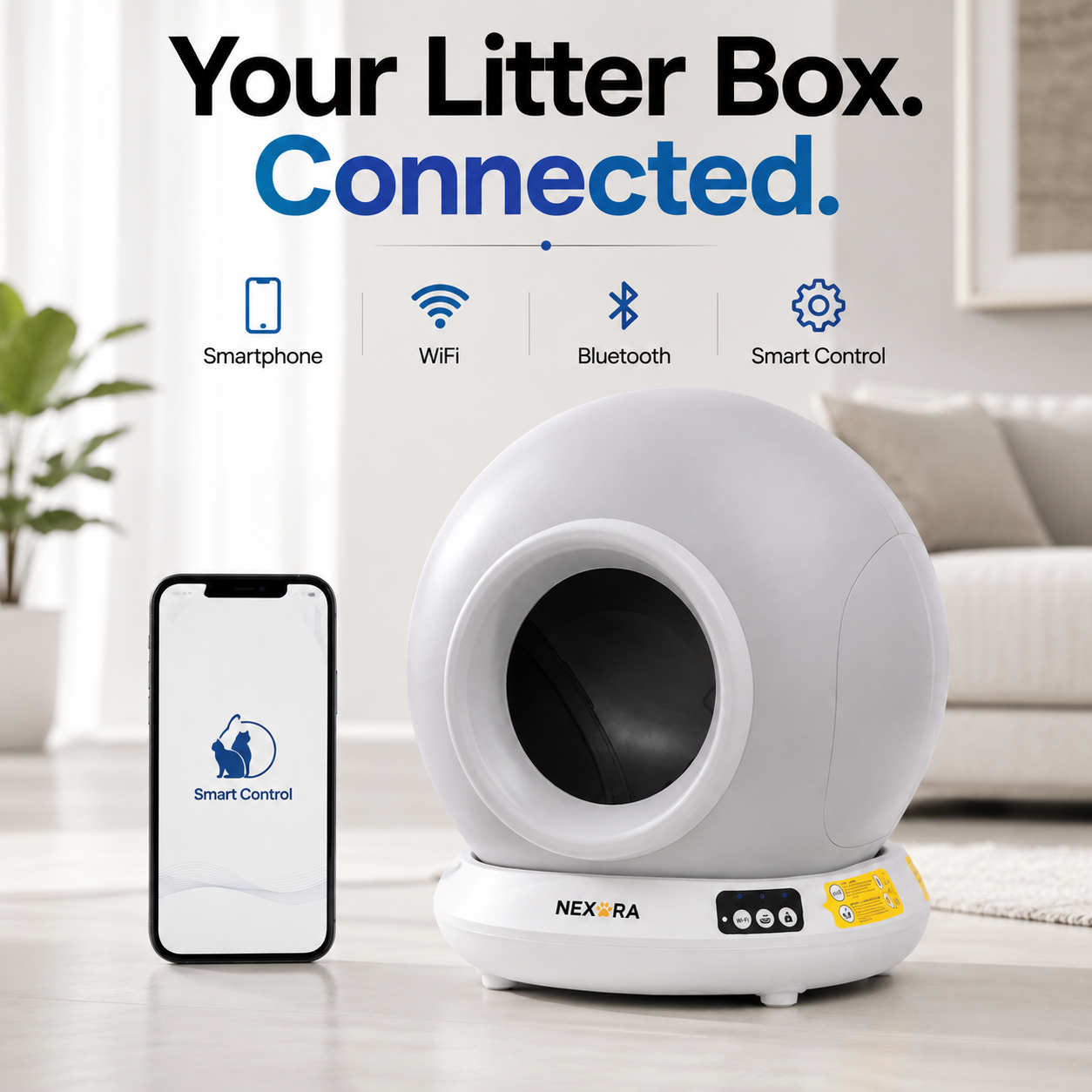 Nexora™ CleanSphere Pro — Automatic Self-Cleaning Cat Litter Box With WiFi & Bluetooth App Control