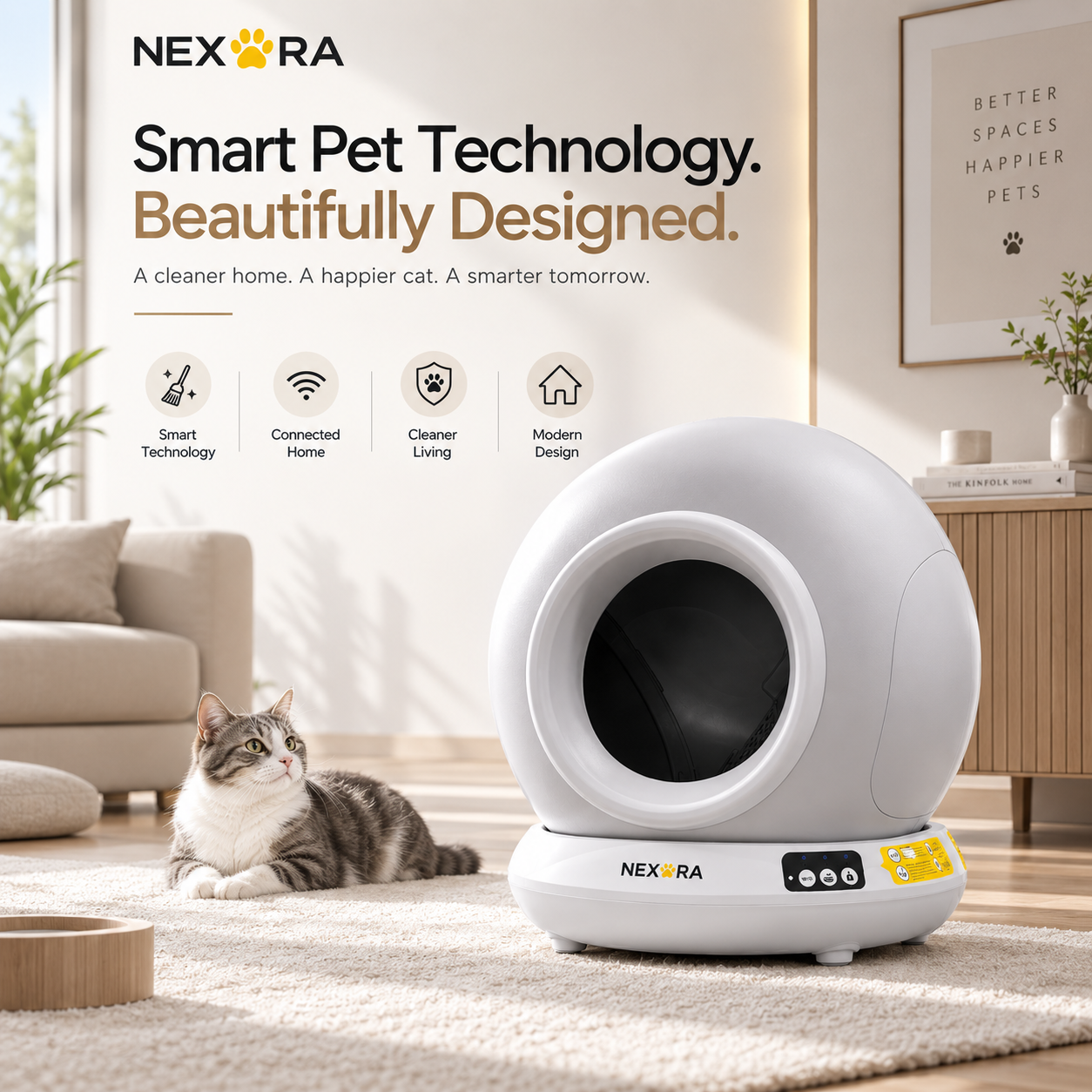 Nexora™ CleanSphere Pro — Automatic Self-Cleaning Cat Litter Box With WiFi & Bluetooth App Control