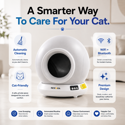 Nexora™ CleanSphere Pro — Automatic Self-Cleaning Cat Litter Box With WiFi & Bluetooth App Control