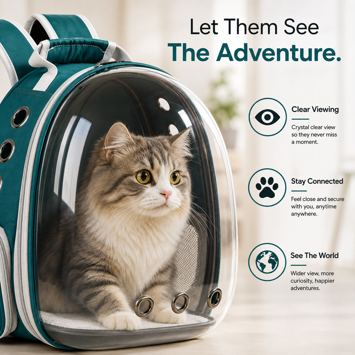 Nexora™ TravelNest Pet Carrier — Transparent Travel Shoulder Bag For Cats & Small Pets