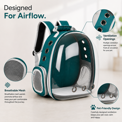 Nexora™ TravelNest Pet Carrier — Transparent Travel Shoulder Bag For Cats & Small Pets