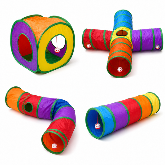 Nexora™ PlayTunnel T-Shape & Straight 3 & 2-Way Cat Activity Cave
