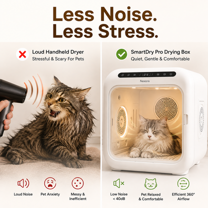 Nexora™ SmartDry Pro — Intelligent Automatic Pet Drying Box For Cats & Small Dogs
