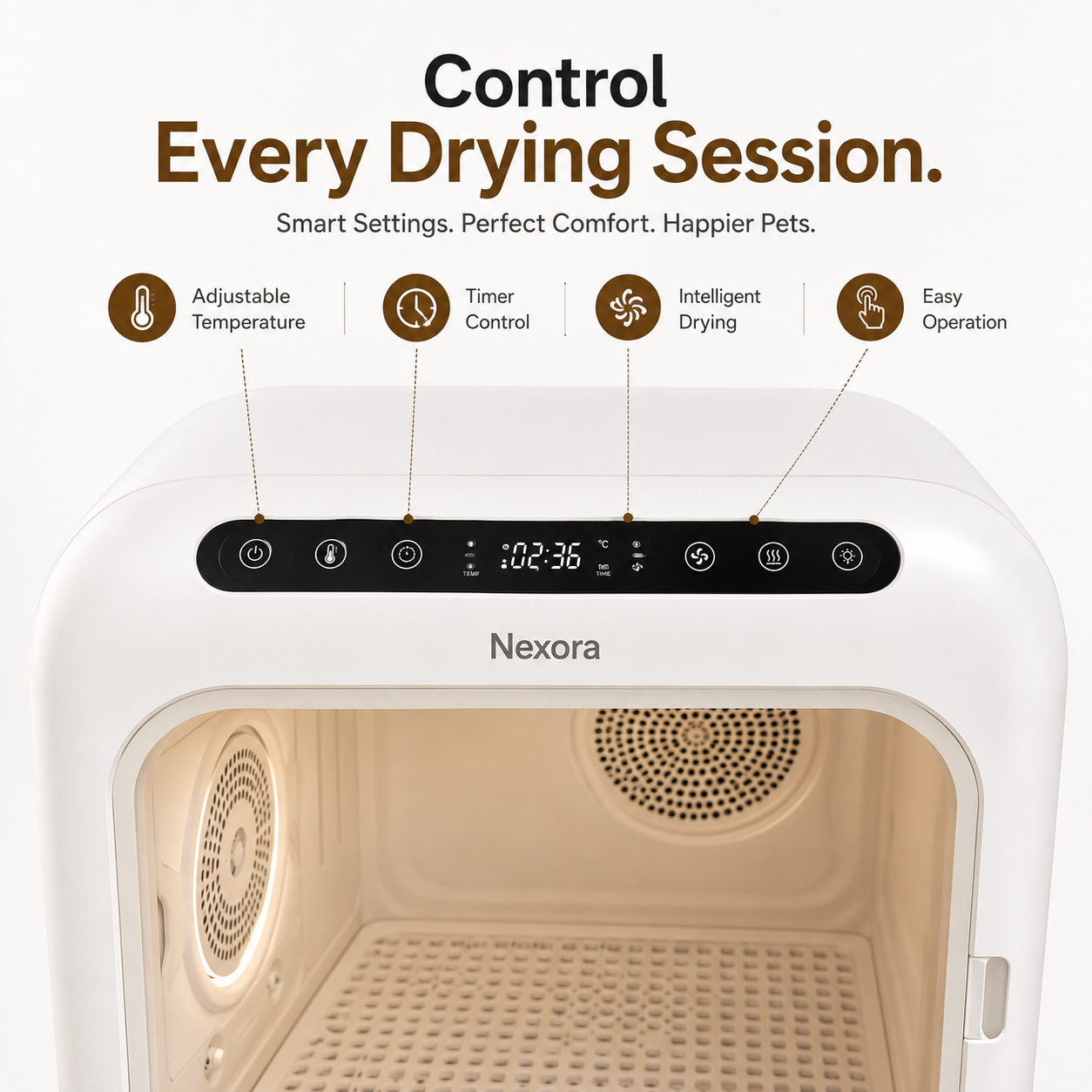 Nexora™ SmartDry Pro — Intelligent Automatic Pet Drying Box For Cats & Small Dogs