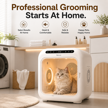 Nexora™ SmartDry Pro — Intelligent Automatic Pet Drying Box For Cats & Small Dogs