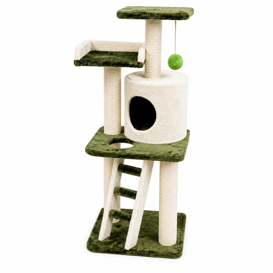 Nexora™ Premium Cat Tree Stair House 117cm — Multi-Level Scratching, Climbing & Resting Tower For Cats