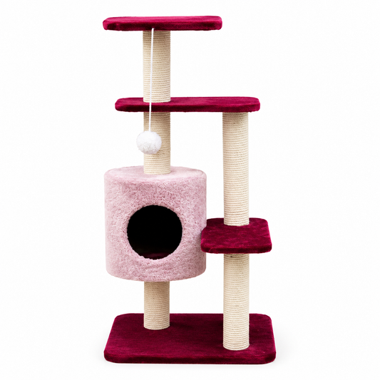 Nexora™ Premium Cat Tree Round House 107cm — Multi-Level Scratching, Climbing & Resting Tower For Cats