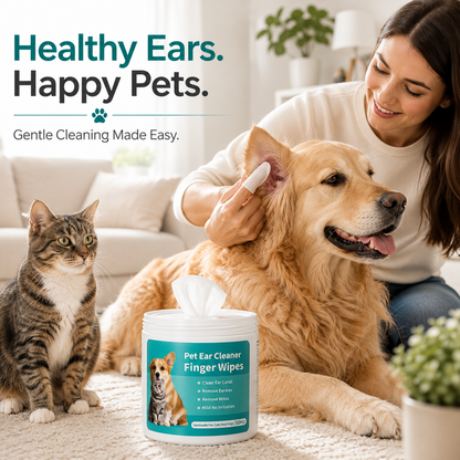 Nexora™ EarCare Finger Wipes — Gentle Ear Cleaning Finger Wipes For Dogs & Cats (50 Pieces)