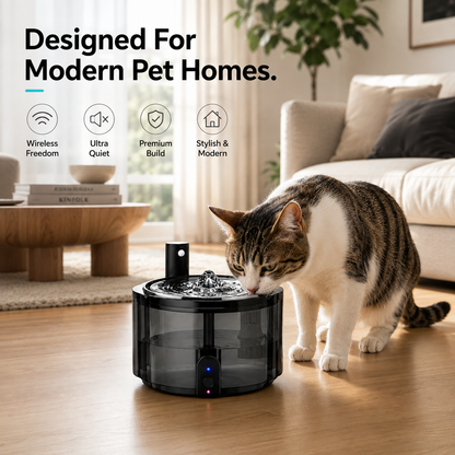 Nexora™ AquaSense Noir — Smart Motion Sensor Rechargeable Pet Water Fountain For Cats & Dogs (Black Edition)