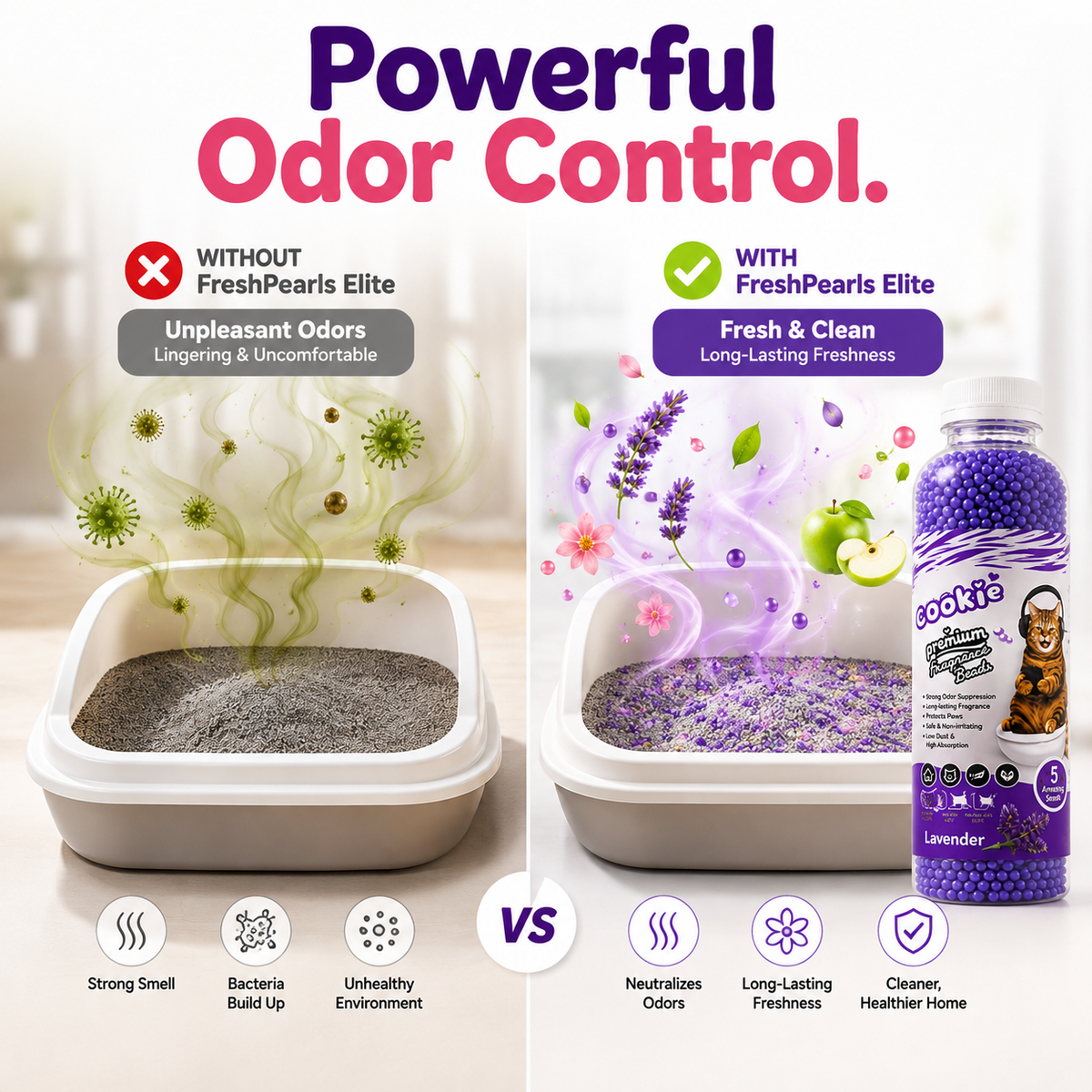 Nexora™ FreshPearls Elite — Premium Scented Cat Litter Deodorizer Beads (5 Fragrances)