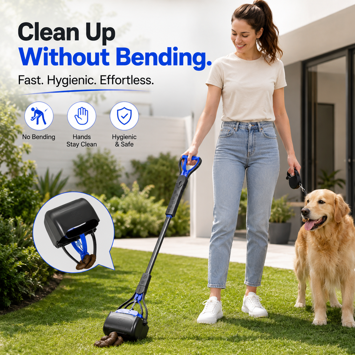 Nexora™ CleanGrab Litter Picker — One-Handed Hygienic Pet Waste Scooper with Bag Holder