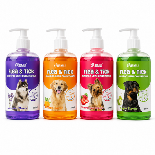 Nexora™ Flea & Tick Groomer Shampoo with Conditioner 550ml — Deep Cleansing Pet Shampoo for Dogs & Cats | Flea & Tick Care | Apple, Lavender, Orange & Strawberry