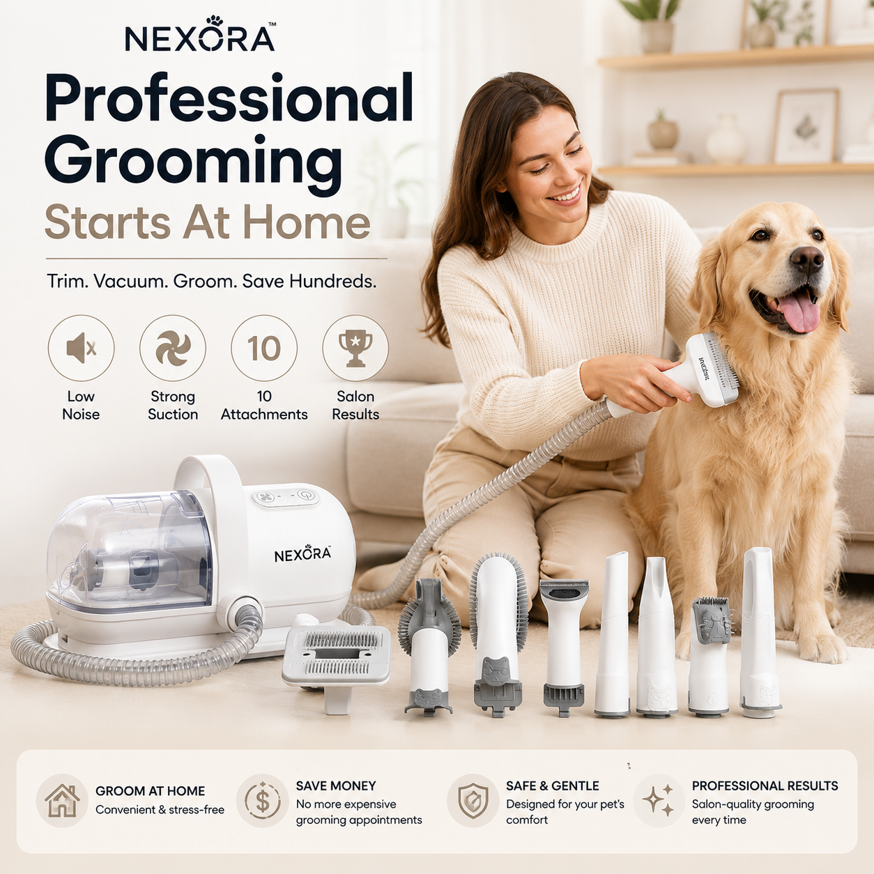 Nexora™ FurFlow 10-in-1 Professional Pet Grooming & Fur Vacuum System