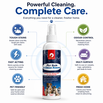 Nexora™ Pet Stain & Odour Remover Spray 300ml — Powerful Enzyme-Based Cleaner for Urine, Vomit, Drool & Tough Pet Messes