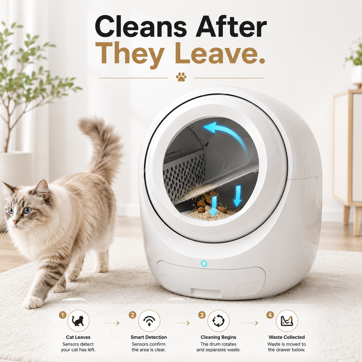 Nexora™ SmartClean Pro — Smart Automatic Self-Cleaning Cat Litter Box With Wi-Fi App Control