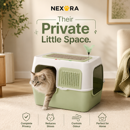 Nexora™ CozyClean Cat Haven — Premium Enclosed Cat Litter Box With Smart Ventilation & Easy-Clean Design