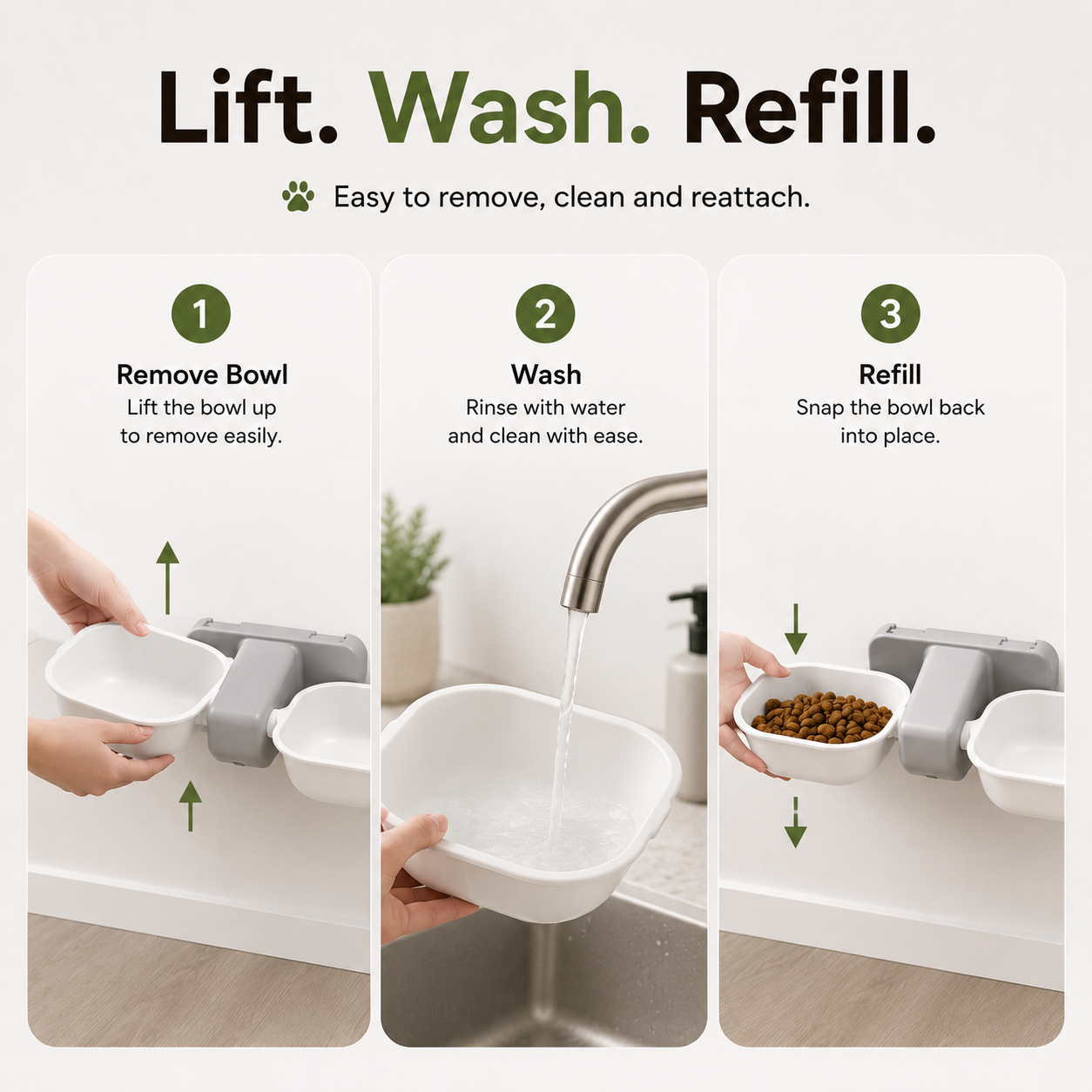 Nexora™ WallFeast Duo — Elevated Wall-Mounted Double Feeding Bowls For pets