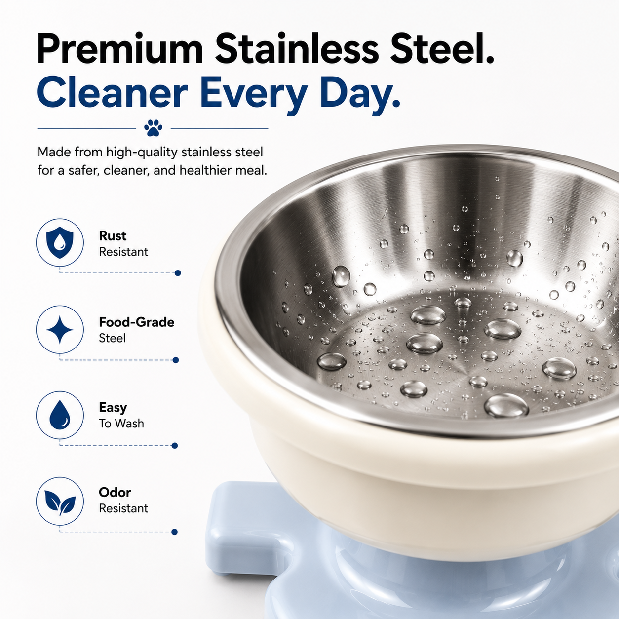 Nexora™ SnapLift Steel Bowl — Elevated Stainless Steel Feeding Bowl For Pets