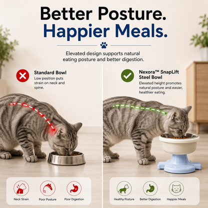 Nexora™ SnapLift Steel Bowl — Elevated Stainless Steel Feeding Bowl For Pets