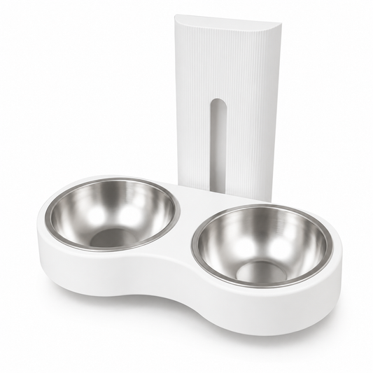 Nexora™ FlexMount Duo — Adjustable Wall-Mounted Stainless Steel Double Feeding Bowl For Pets