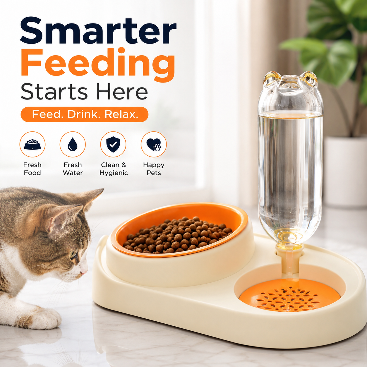 Nexora™ AquaServe Smart Feeding Station — Automatic Water Dispenser & Food Bowl for Cleaner, Smarter Daily Feeding