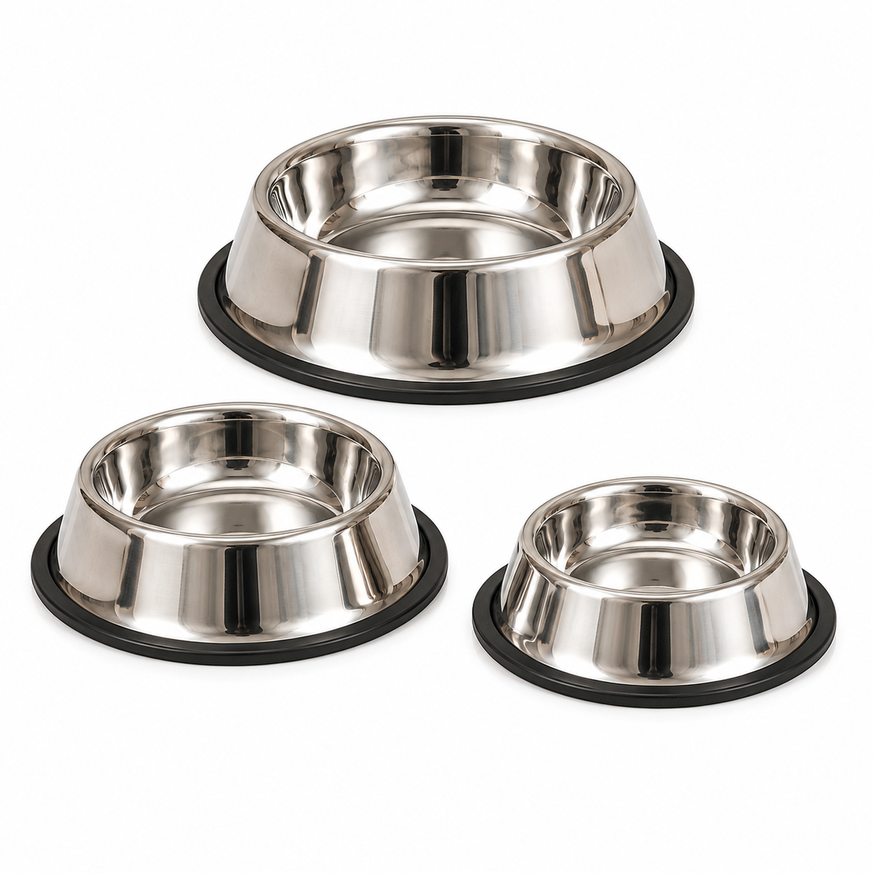 Nexora™ Stainless Steel Pet Food Bowl — Heavy-Duty Non-Slip Feeding Bowl for Dogs & Cats (3 Sizes)
