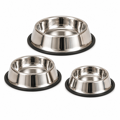 Nexora™ Stainless Steel Pet Food Bowl — Heavy-Duty Non-Slip Feeding Bowl for Dogs & Cats (3 Sizes)