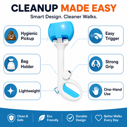 Nexora™ CleanGrab Litter Picker — One-Handed Hygienic Pet Waste Scooper with Bag Holder