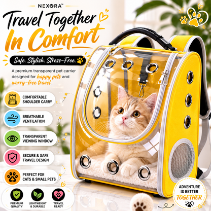 Nexora™ TravelNest Pet Carrier — Transparent Travel Shoulder Bag For Cats & Small Pets