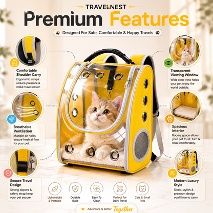 Nexora™ TravelNest Pet Carrier — Transparent Travel Shoulder Bag For Cats & Small Pets