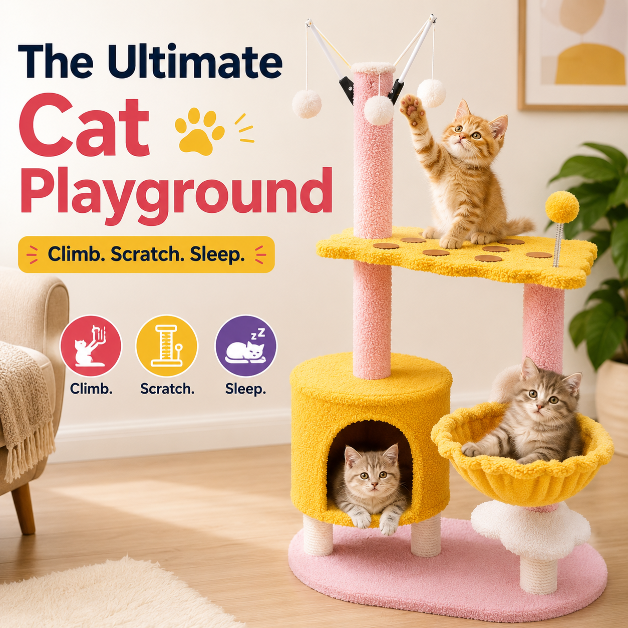 Nexora™ CozyCastle Cat Tree — Multi-Level Cat Activity & Rest Tower