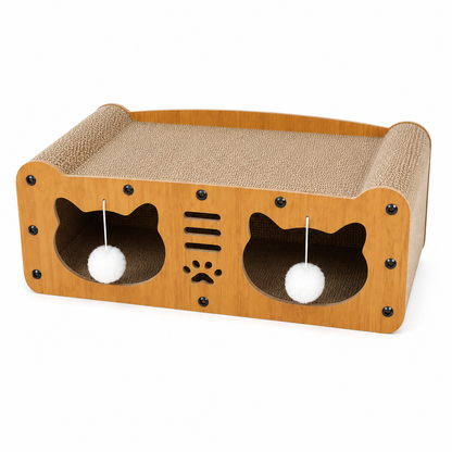 Nexora™ ScratchLounge Duo — Single Layer Double Door Corrugated Scratching Lounge