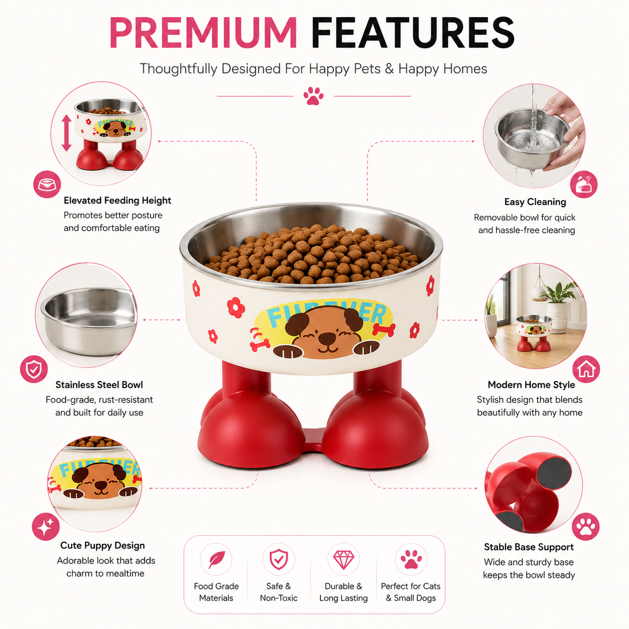 Nexora™ PuppyStep Bowl — Elevated Stainless Steel Pet Bowl For Comfortable Daily Feeding