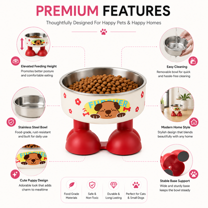 Nexora™ PuppyStep Bowl — Elevated Stainless Steel Pet Bowl For Comfortable Daily Feeding