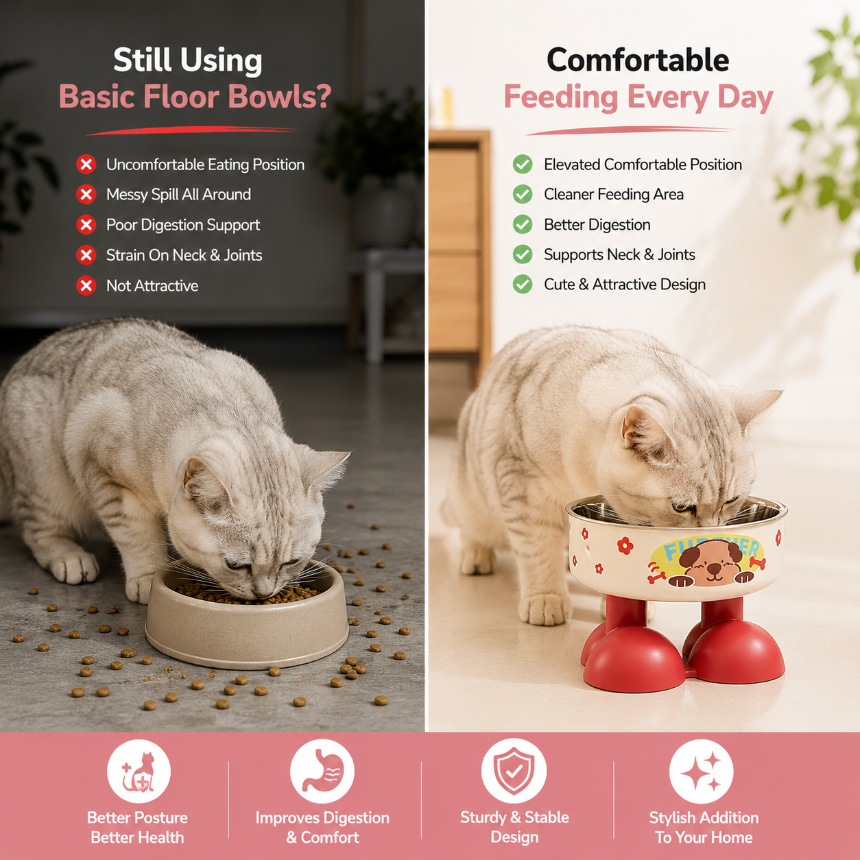 Nexora™ PuppyStep Bowl — Elevated Stainless Steel Pet Bowl For Comfortable Daily Feeding