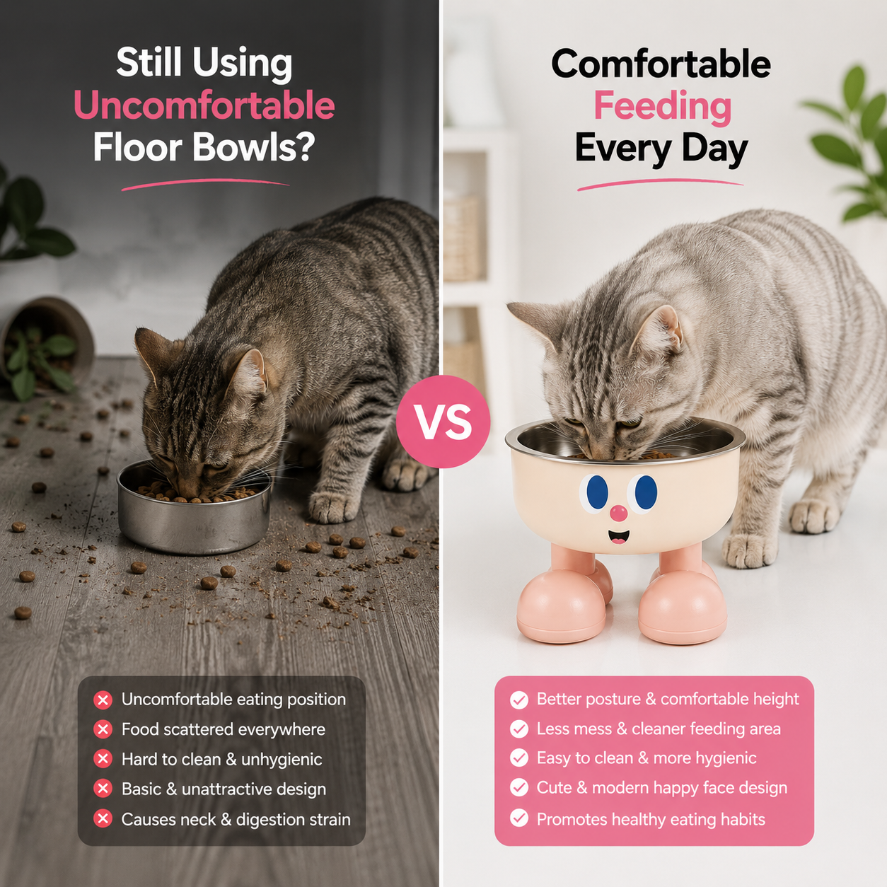 Nexora™ HappyPaws Bowl — Cute Elevated Stainless Steel Feeding Bowl For Cats & Dogs