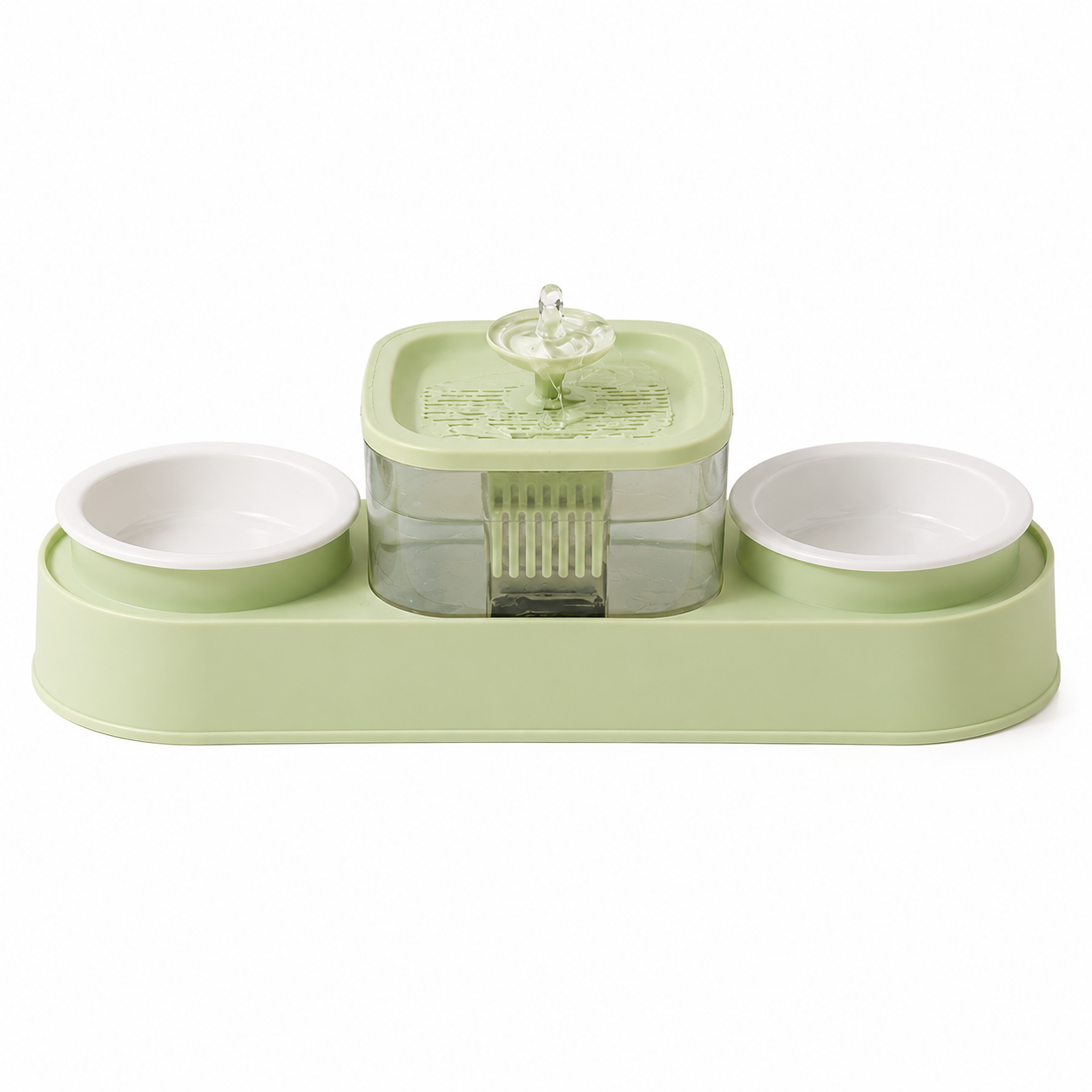 Nexora™ AquaDine Pro Station — Dual Feeding Bowls With Integrated Water Fountain For Cats & Dogs