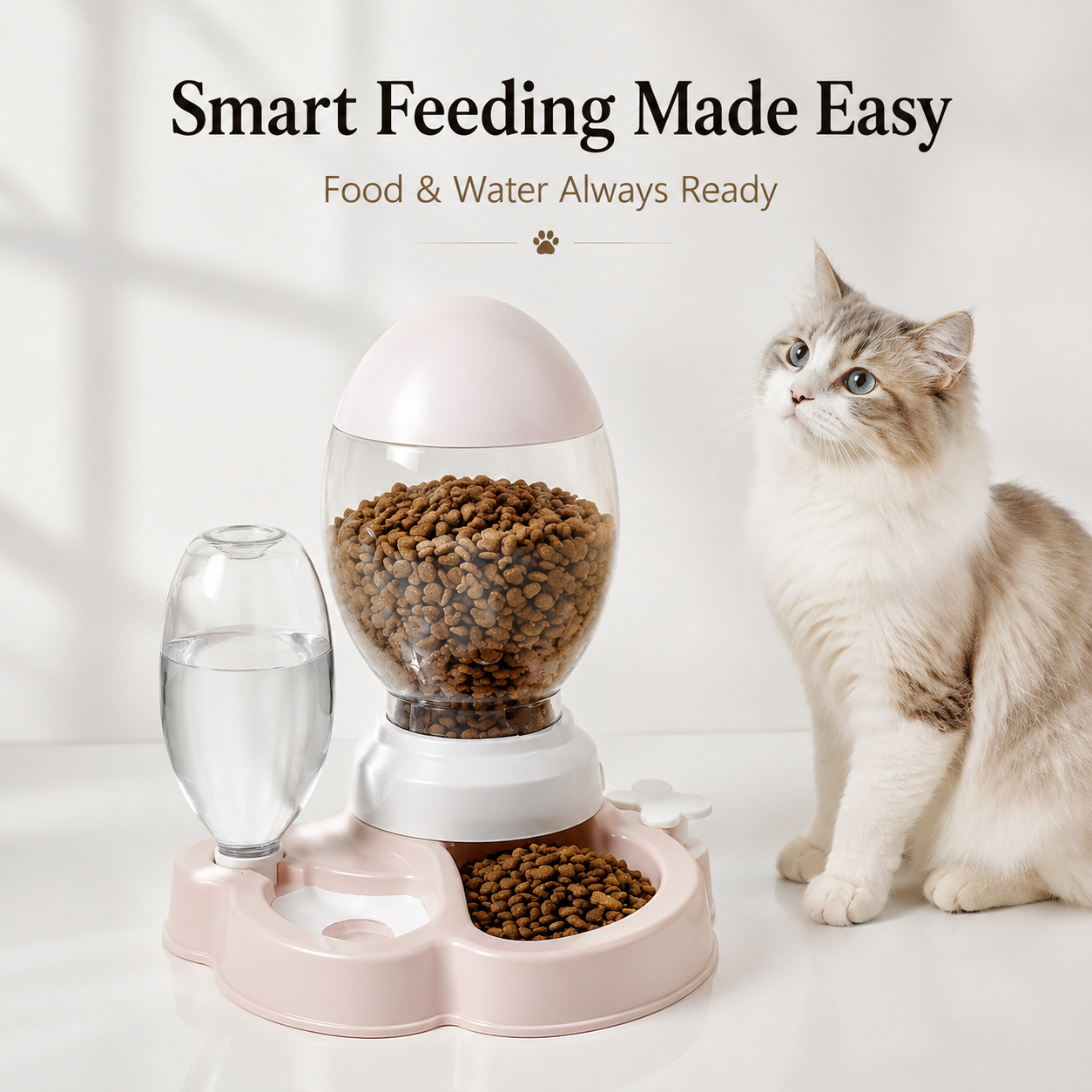 Nexora™ SmartServe Duo — Automatic Pet Food & Gravity Water Dispenser Station For Pets