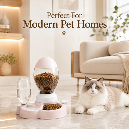 Nexora™ SmartServe Duo — Automatic Pet Food & Gravity Water Dispenser Station For Pets