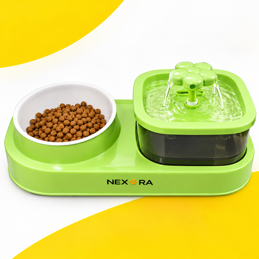Nexora™ AquaDine Pro Station — Feeding Bowl With Integrated Water Fountain For Cats & Dogs