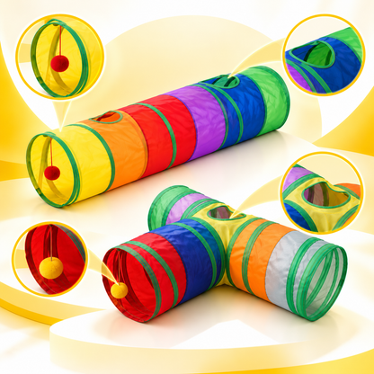 Nexora™ PlayTunnel T-Shape & Straight 3 & 2-Way Cat Activity Cave