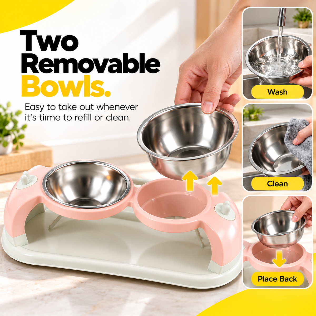 Nexora™ Elevated Dual Stainless Steel Pet Bowl