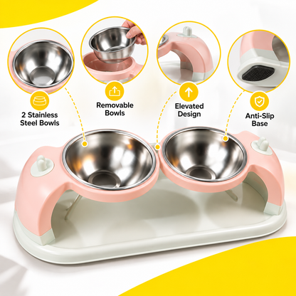 Nexora™ Elevated Dual Stainless Steel Pet Bowl