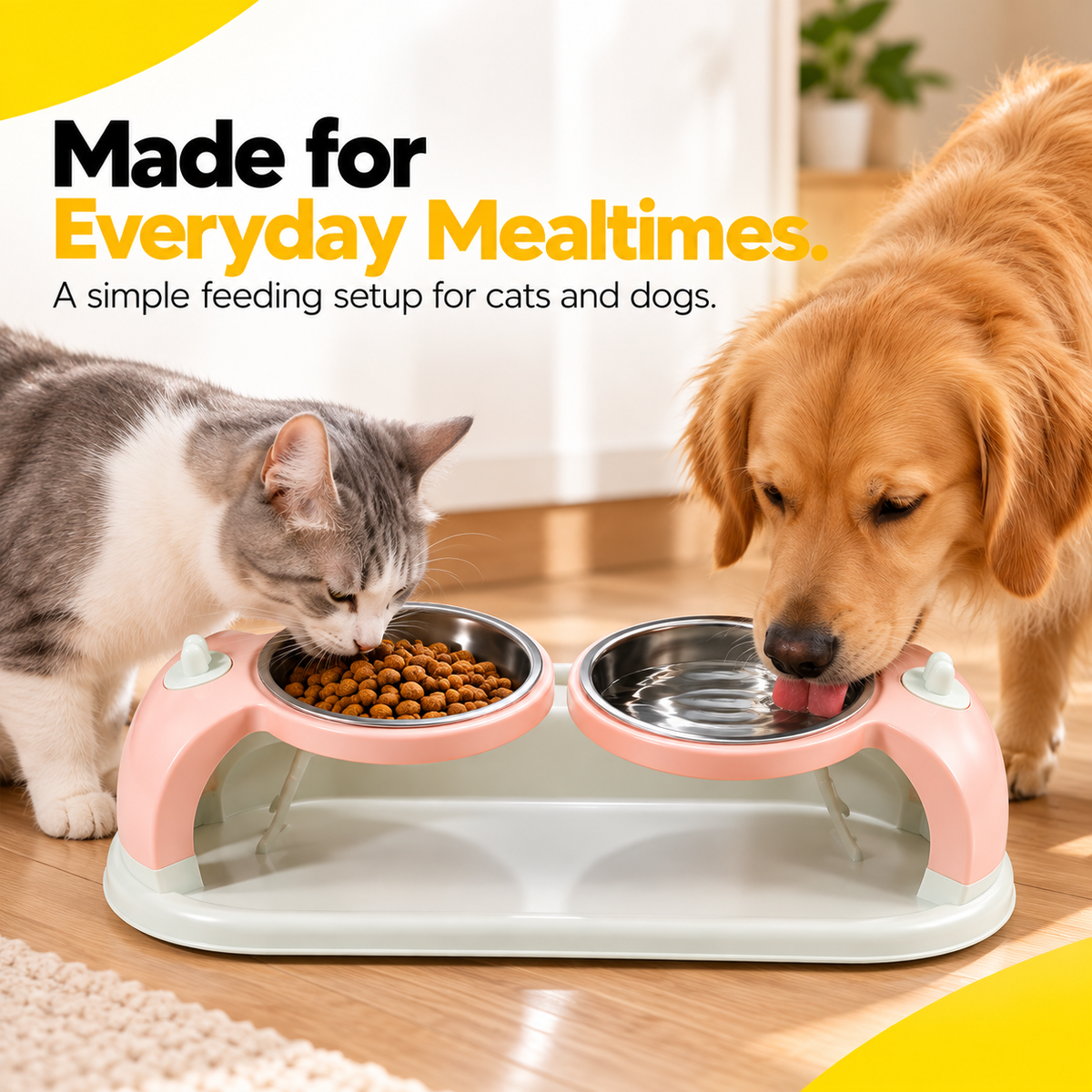 Nexora™ Elevated Dual Stainless Steel Pet Bowl