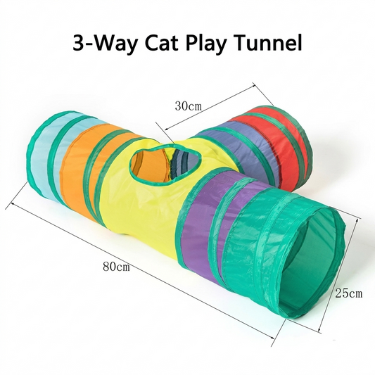 Nexora™ PlayTunnel T-Shape & Straight 3 & 2-Way Cat Activity Cave