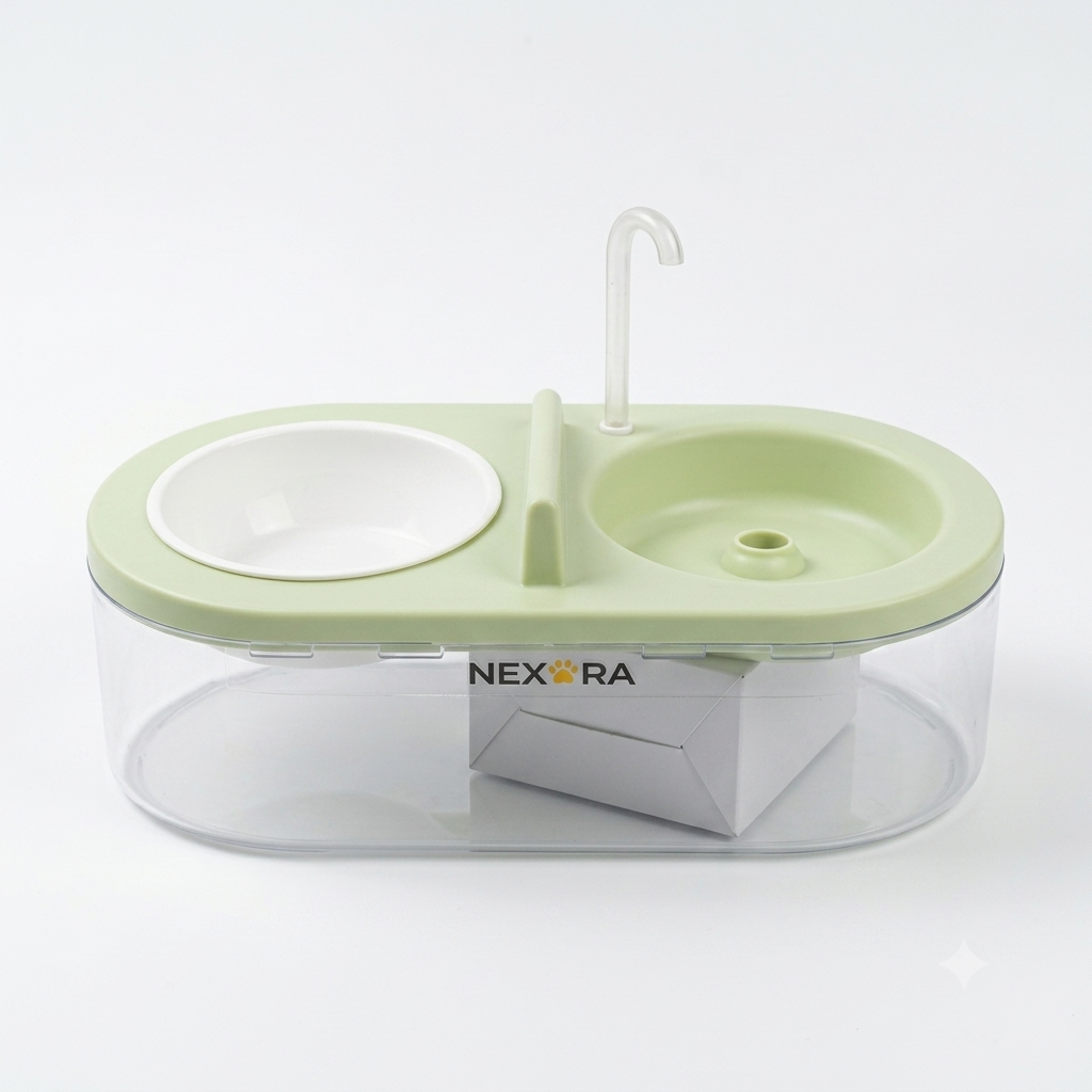 Nexora™ AquaFeast Fountain Bowl — Automatic Pet Water Fountain & Food Feeding Station