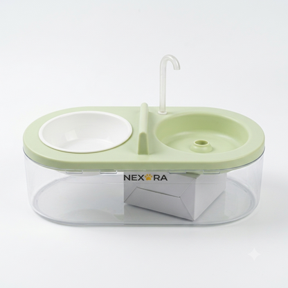 Nexora™ AquaFeast Fountain Bowl — Automatic Pet Water Fountain & Food Feeding Station